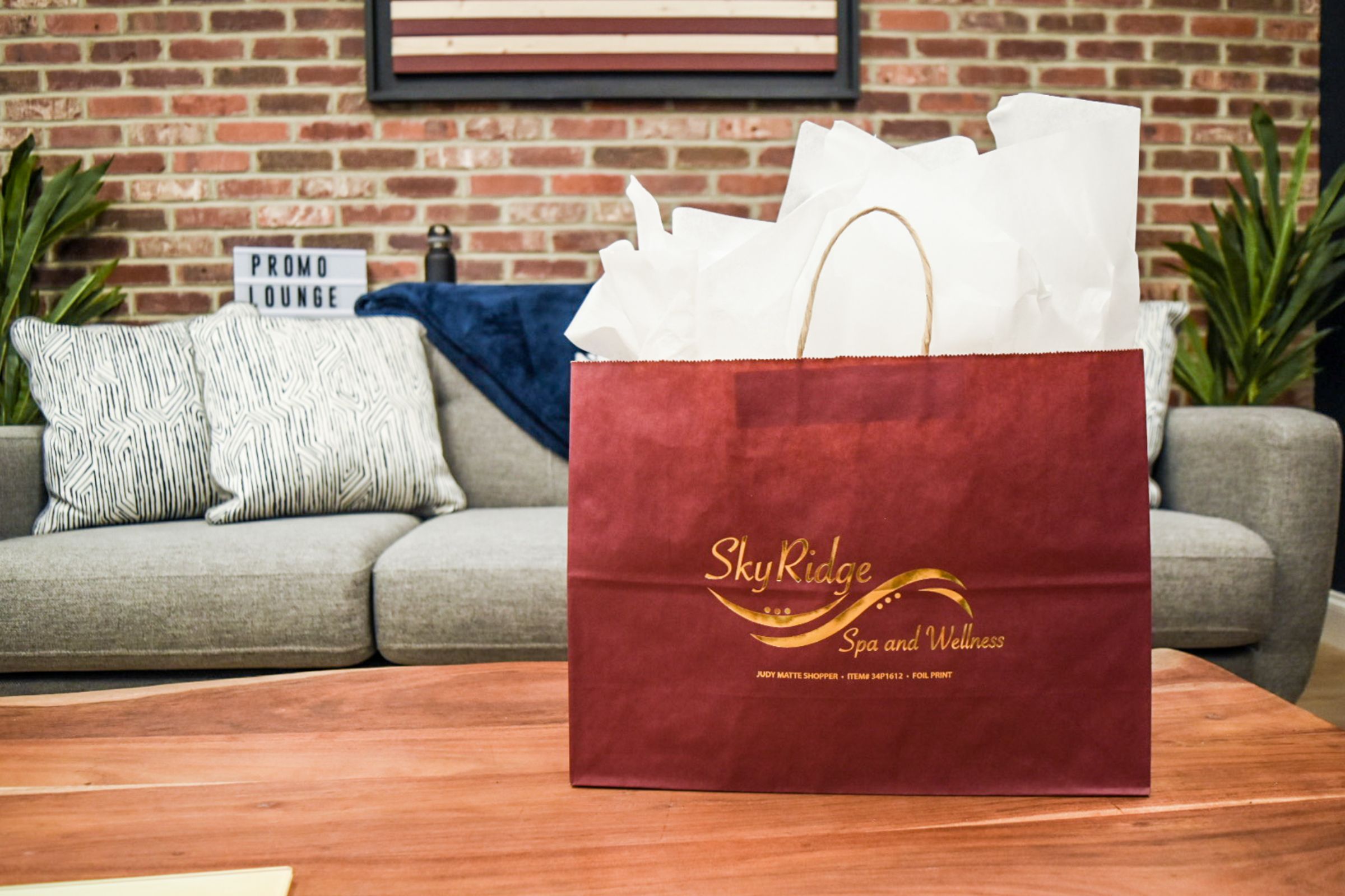 red, paper shopping bag